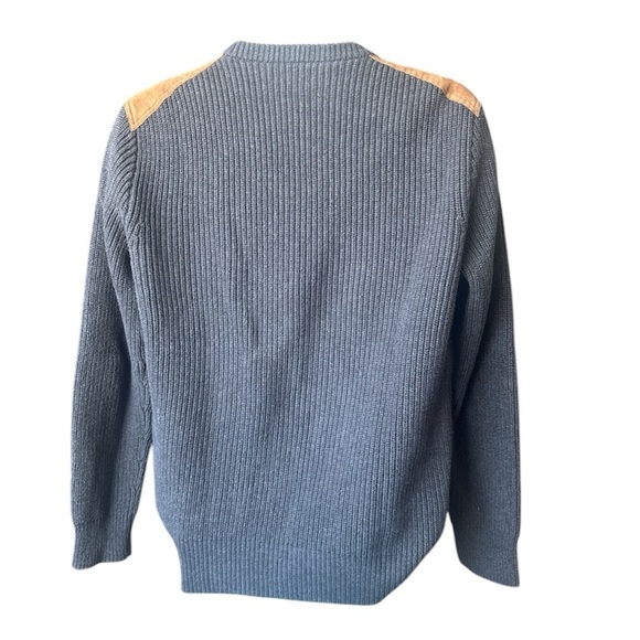 J. Crew Woodsmen, Military Style, Ribbed Knit Crew Neck w/ Leather Patches, M? - Picture 3 of 10